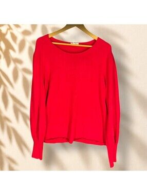 Cato Sweater Pullover Women XL Red Knit Long Sleeve Rayon Soft Cozy Round Neck